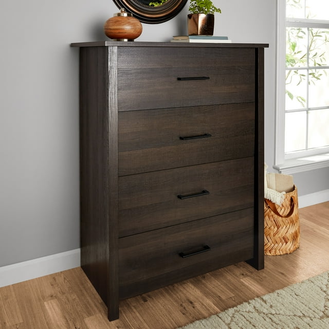 Mainstays Hillside 4Drawer Dresser, Espresso Finish