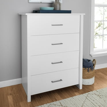 Mainstays Hillside 4-Drawer Dresser, White Finish