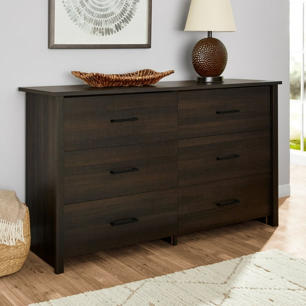 Mainstays Hillside 6-Drawer Dresser, Espresso Finish - Walmart