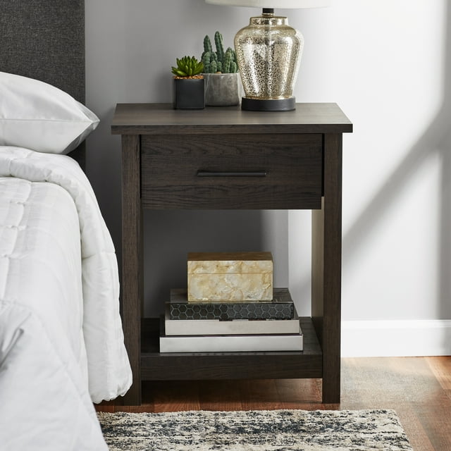 Mainstays Hillside Nightstand with Drawer, Espresso Finish