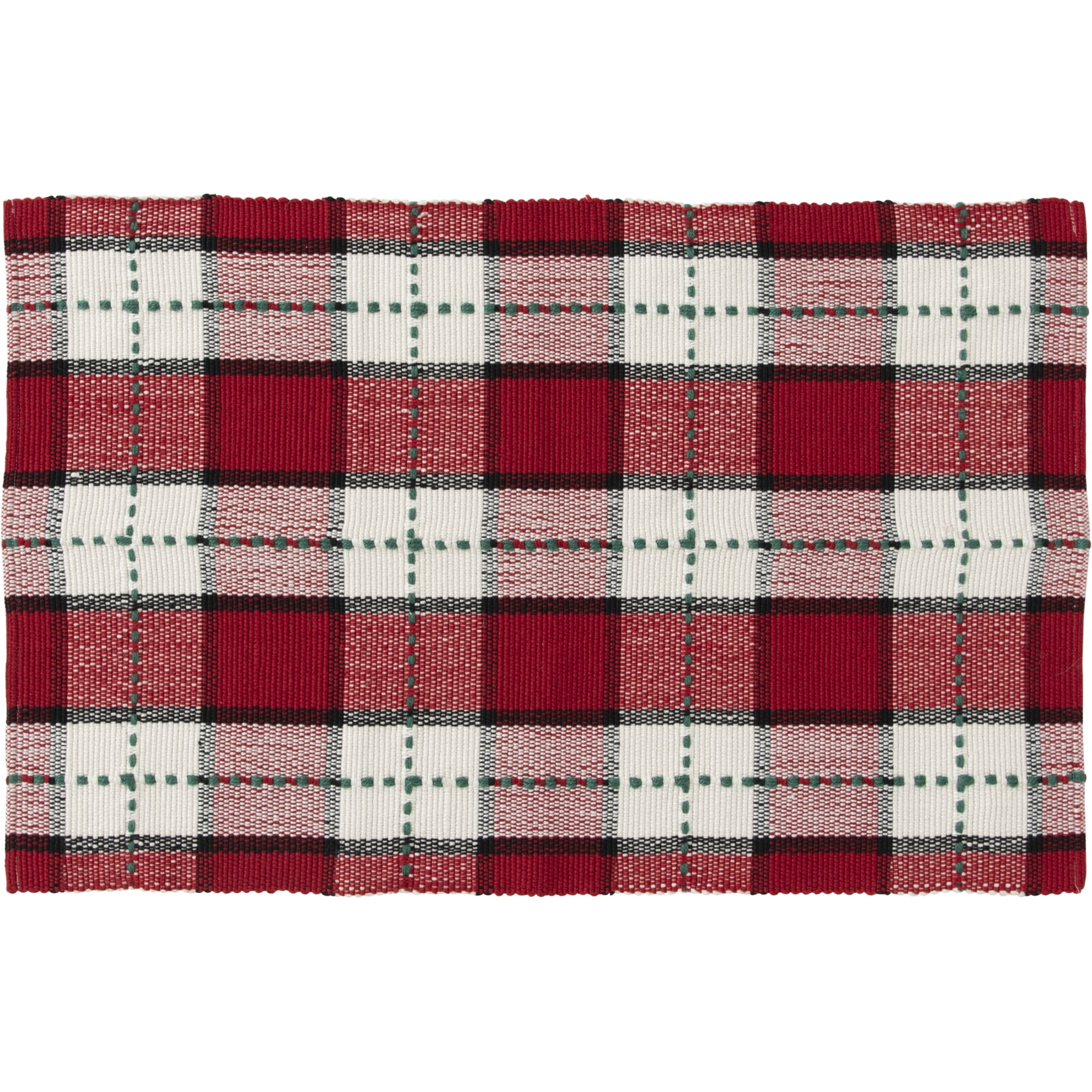Mainstays Holiday Time Red Green Plaid Outdoor Layering Rug, 24