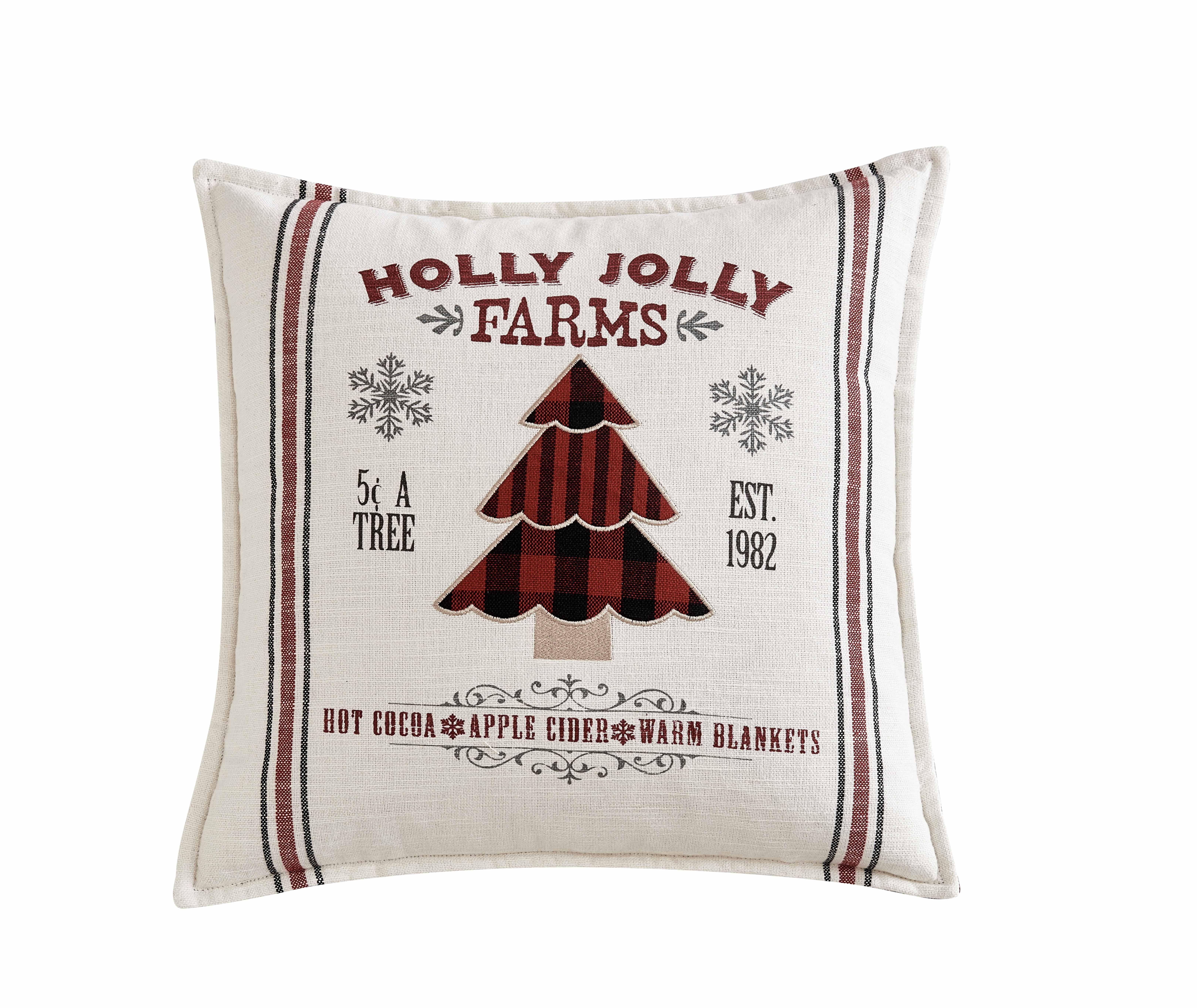 Mainstays Holiday Tree Farm Square Decorative Throw Pillow, 18" x 18", 1pc