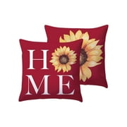 Mainstays Home Sunflower Reversible Outdoor Throw Pillow, 16", Red Novelty and Floral
