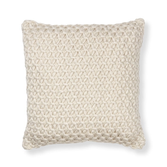 Mainstays Honeycomb Ivory Throw Pillow, 18 in x 18 in, 1 Count