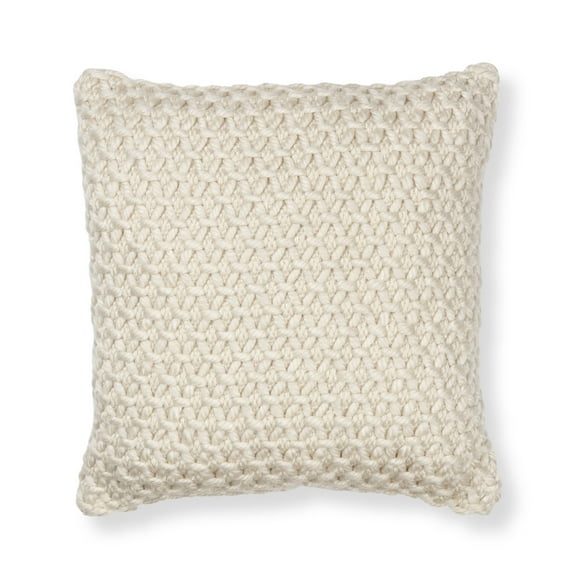 Mainstays Honeycomb Ivory Throw Pillow, 18" x 18"
