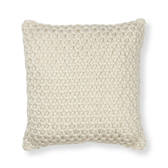 Mainstays Honeycomb Ivory Throw Pillow, 18" x 18" (1 count)
