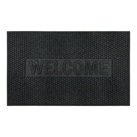 Mainstays Honeycomb Welcome Rubber Outdoor Doormat, Black, 18" x 30"