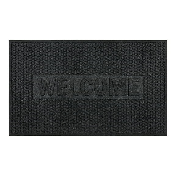 Mainstays Honeycomb Welcome Rubber Outdoor Doormat, Black, 18" x 30"