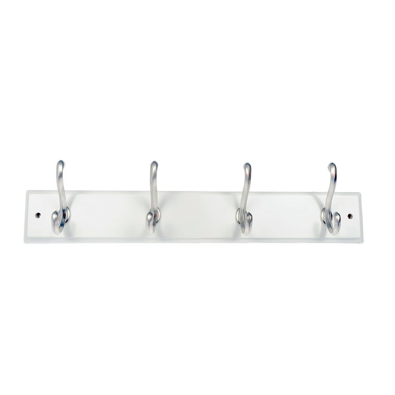 Mainstays White 18 Inch Hook Board with Satin Nickel Hooks for