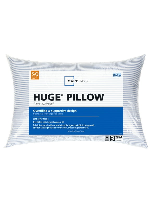 Mainstays Huge Overfilled Bed Pillow, Standard/Queen