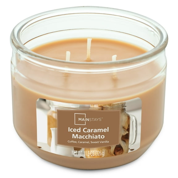 Mainstays Iced Caramel Macchiato Scented 3 Wick Candle, 11.5 oz.