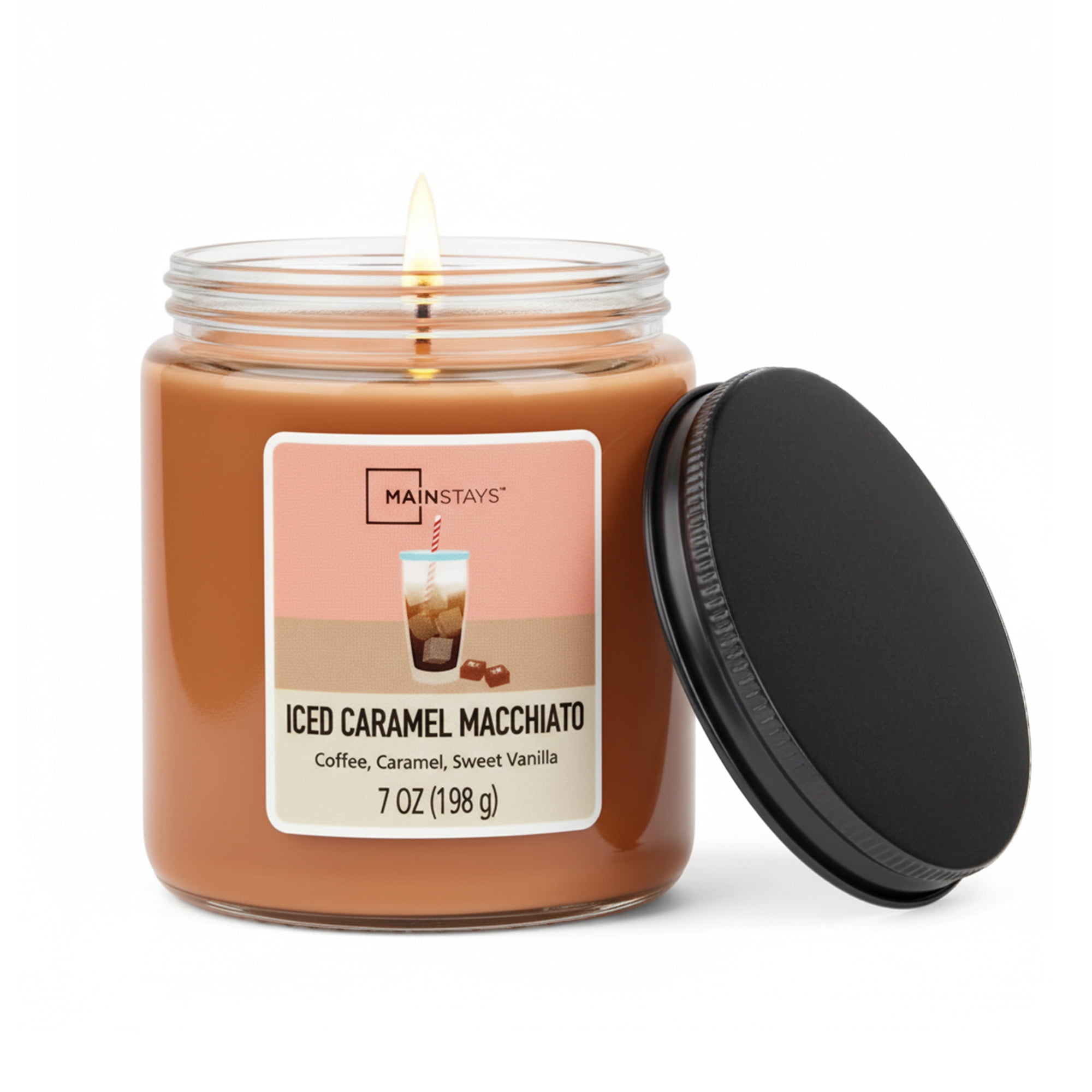 Mainstays Single-Wick Twist Glass Jar Scented Candle, Caramel Macchiato, 7 oz