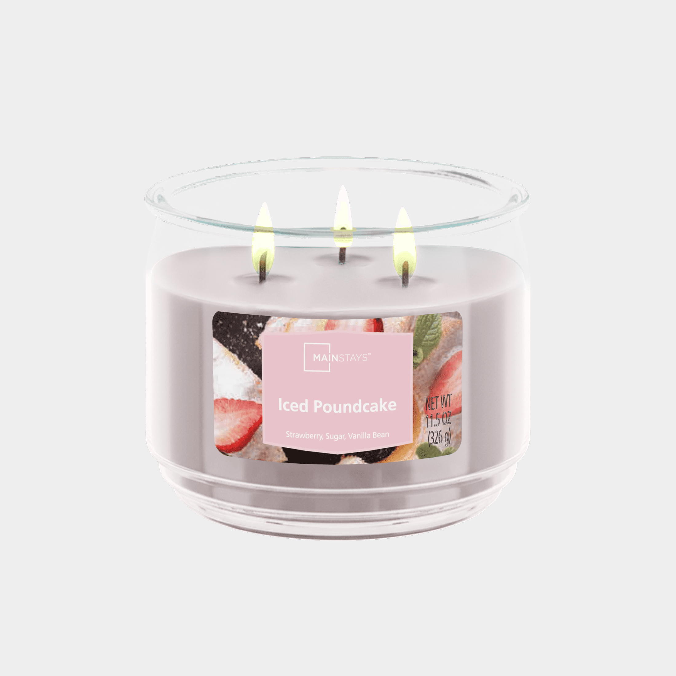 Mainstays 3-Wick Scented Glass Jar Candle, Iced Poundcake, 11.5oz.