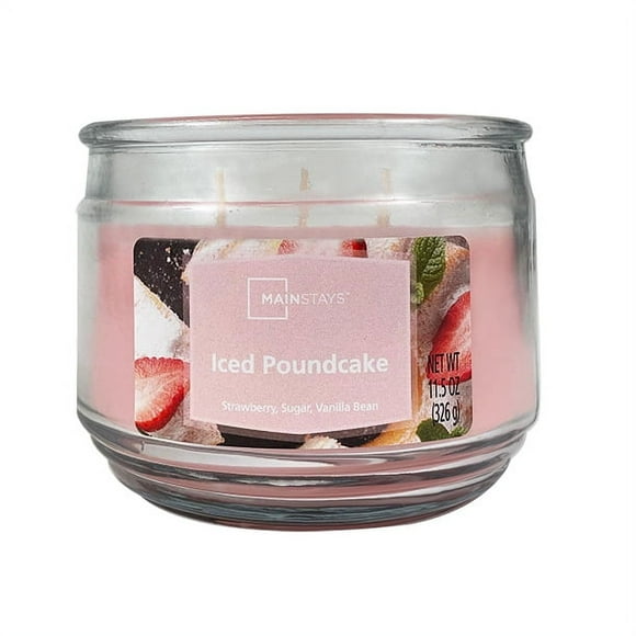 Mainstays Iced Poundcake Scented 3-Wick Glass Jar Candle, 11.5 oz.