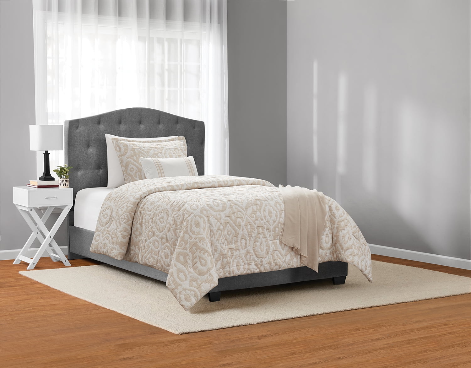 Mainstays Ikat 4-Piece Taupe Matelasse Comforter Set, Twin/Twin XL