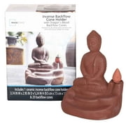 Mainstays Buddha Backflow Incense Burner with 20 Backflow Cones, Brown