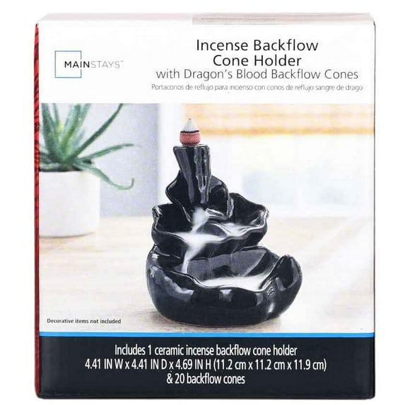 Mainstays Black Large Incense Backflow Cone Holder, Waterfall Smoke ...