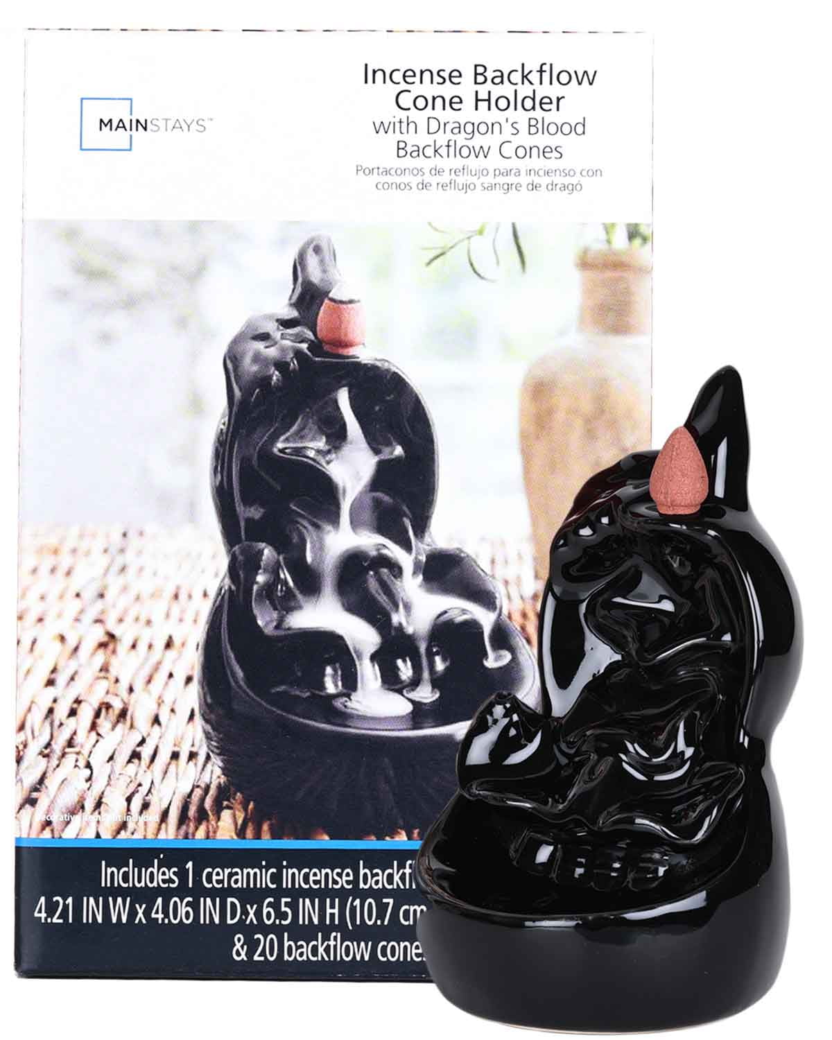 Mainstays Incense Backflow Cone Holder of Colour Black along with 20