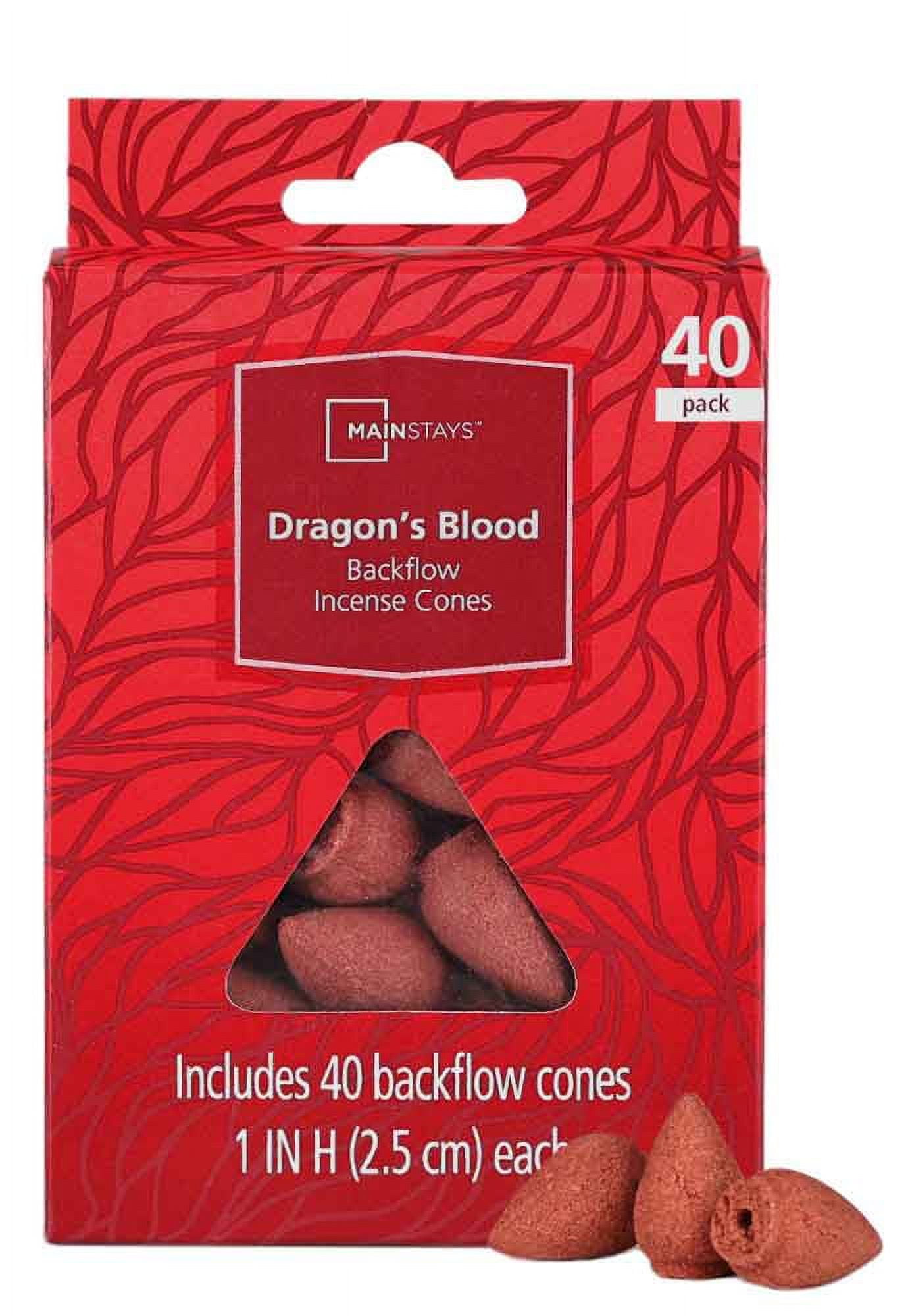Mainstays Incense Backflow Cones, Dragon's Blood Fragrance (Red), 40 Pack