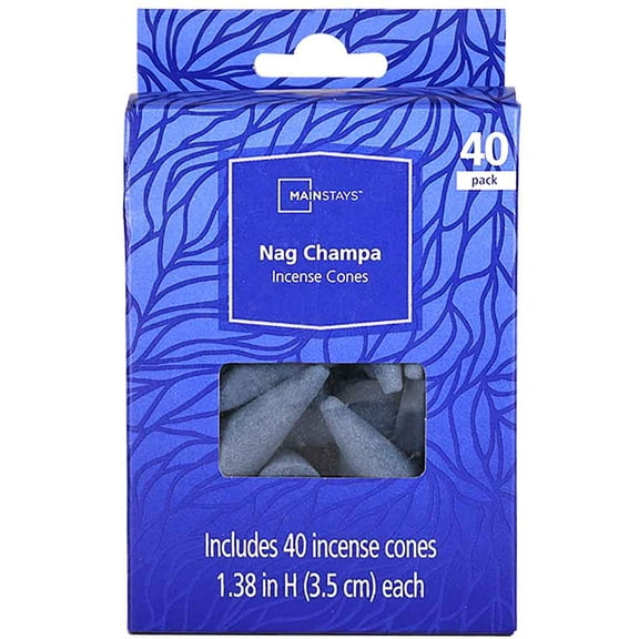 Mainstays Incense Cones, Nag Champa Fragrance (Blue), 40 Pack