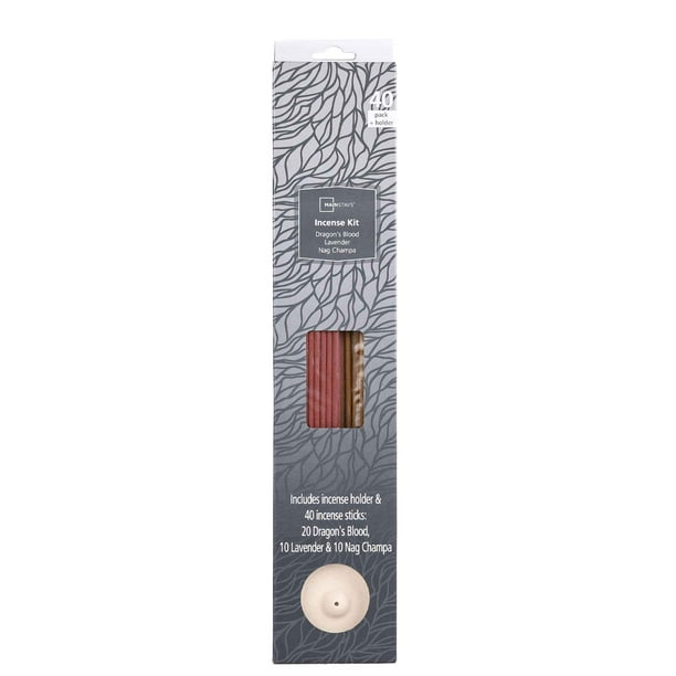 Mainstays Incense Kit, Dragon's Blood, Lavender, Nag Champa, 40 Pack