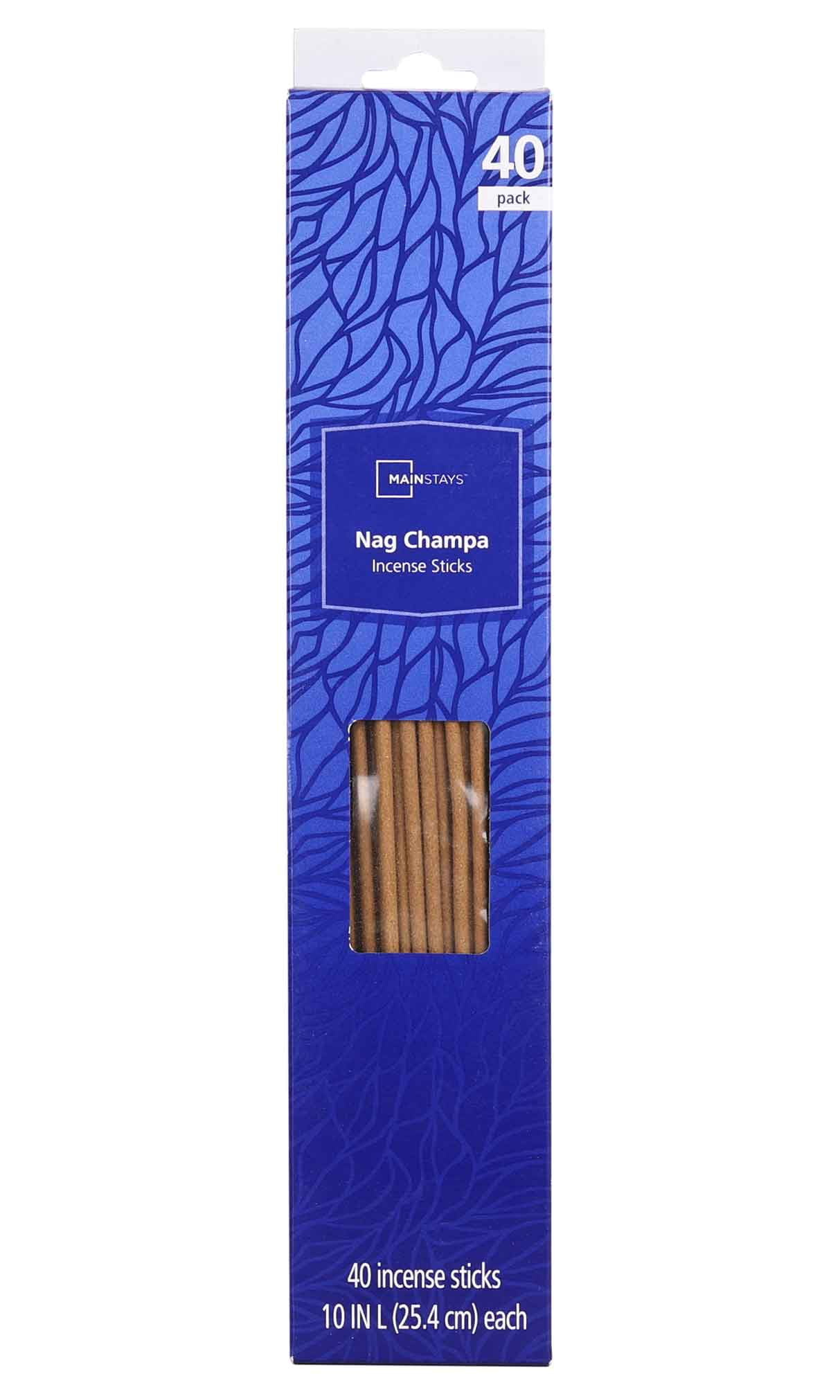 Mainstays Incense Sticks Nag Champa Blue 40 Pack 10 Inch