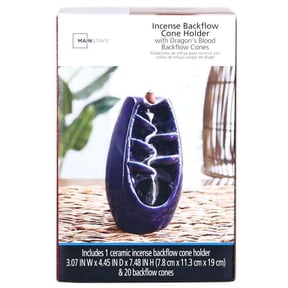 Mainstays Backflow Incense Waterfall Burner, Blue Ceramic, 20 Cones Included