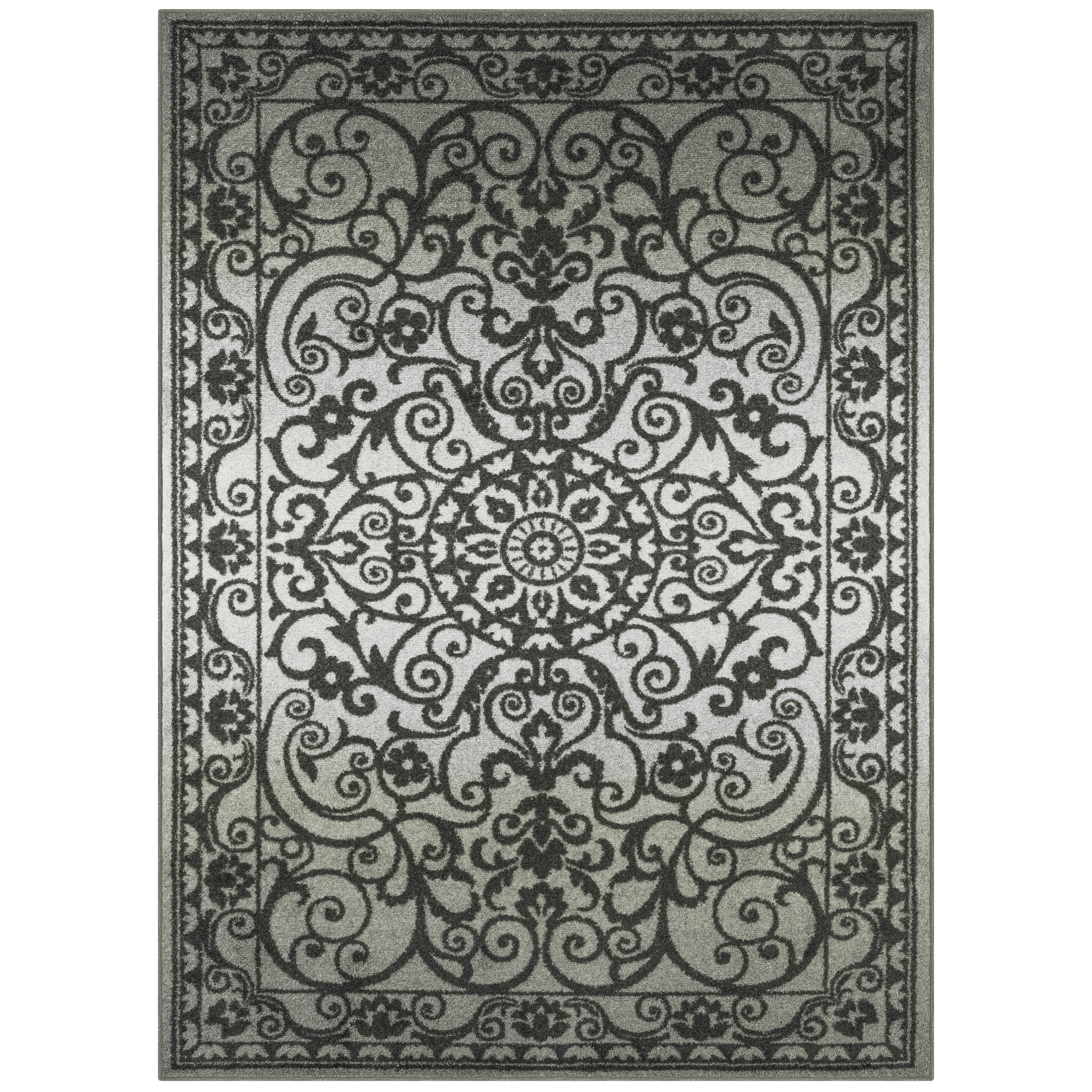 Mainstays India Medallion Textured Gray Tonal Indoor Living Room Area
