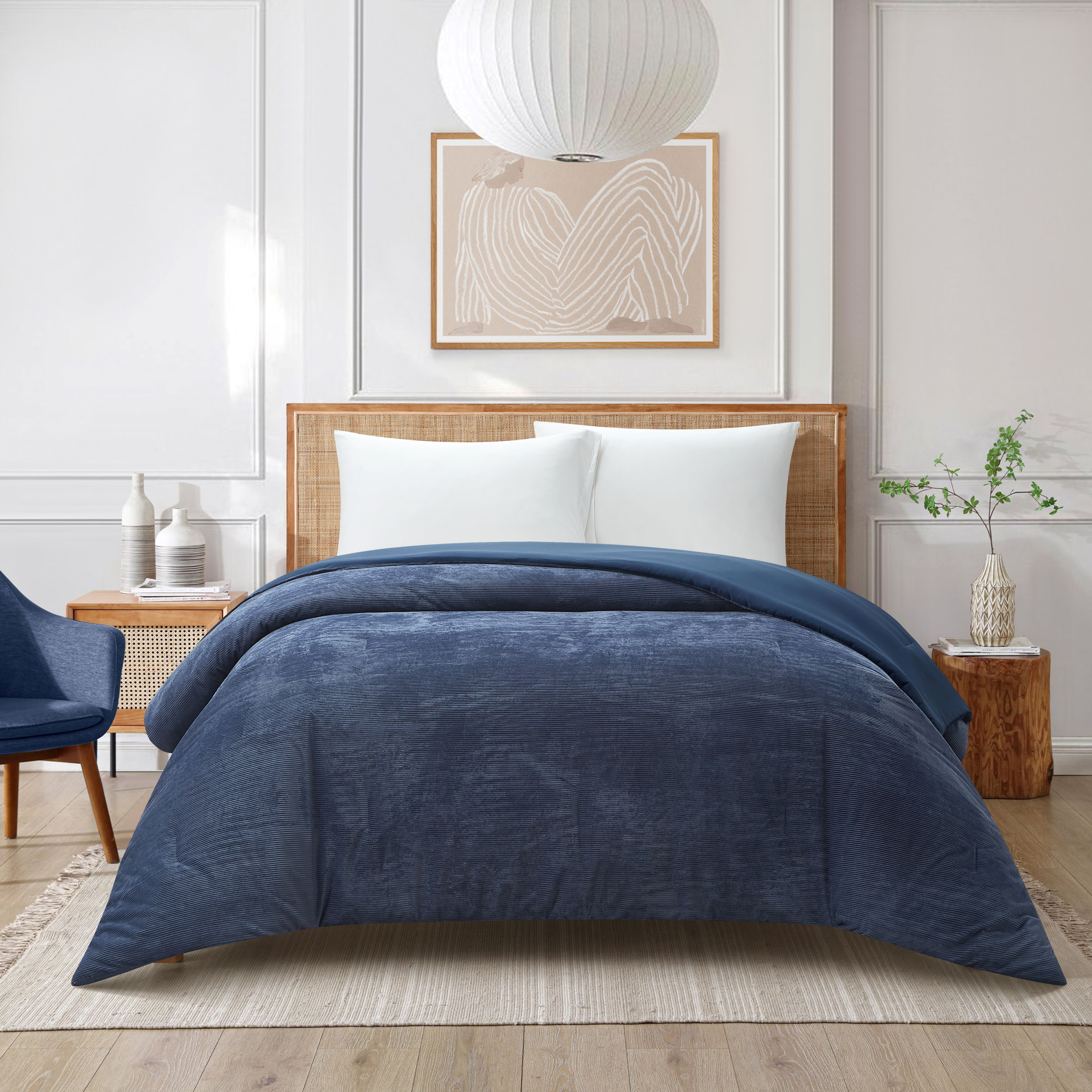 Mainstays Indigo Corduroy Comforter For Teens and Adults, King