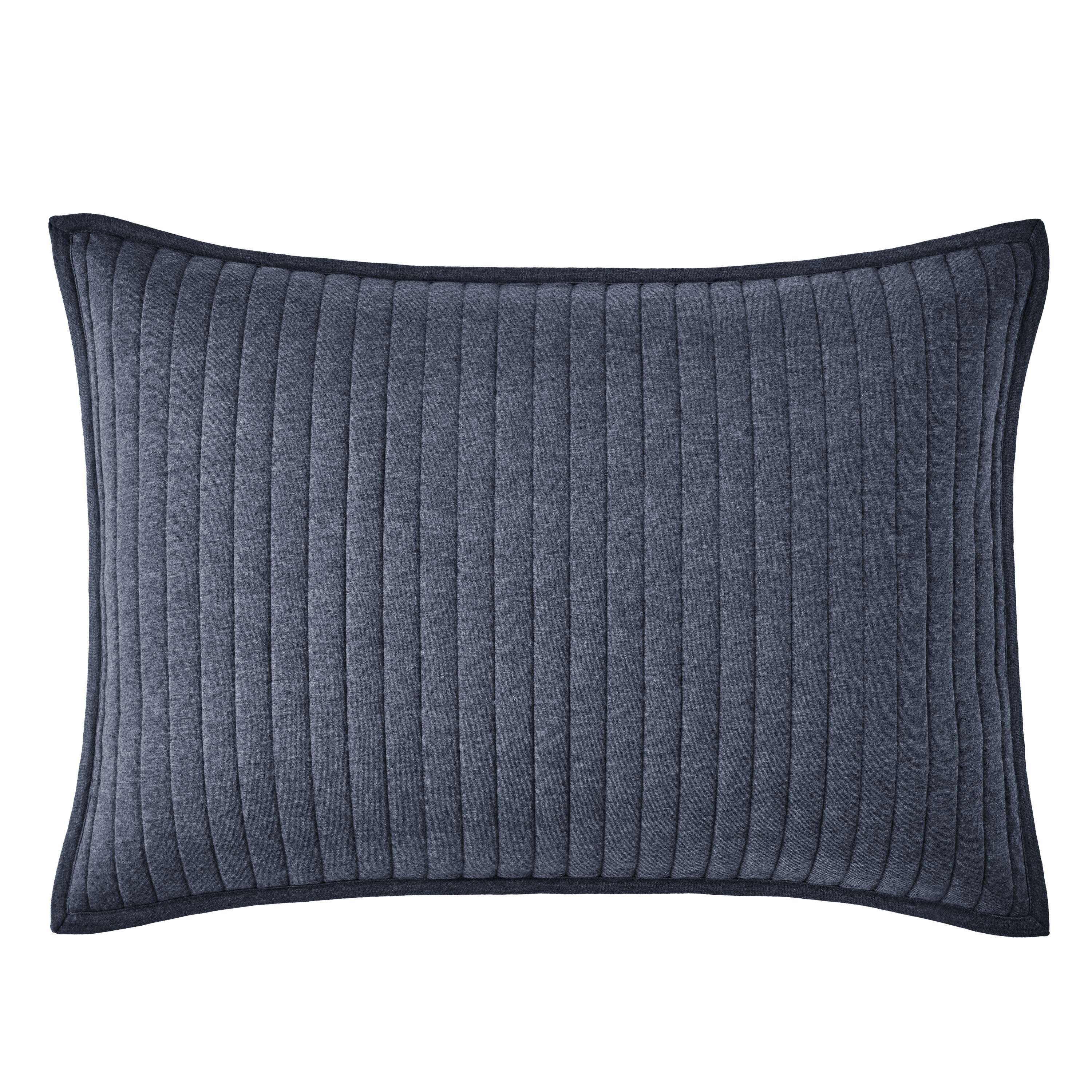 Mainstays King Pillow Sham - Indigo Blue Soft Jersey, Cotton-Rich T-Shirt Soft Decorative Bed Sham, 2 Pack