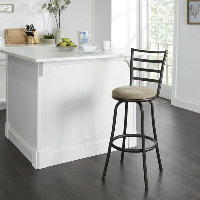 Mainstays Indoor Adjustable 24" or 29" Swivel Barstool, Gray Microfiber