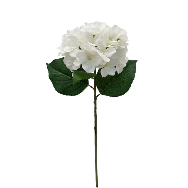 Mainstays Indoor Artificial Hydrangea Flower Stem, White Color ...