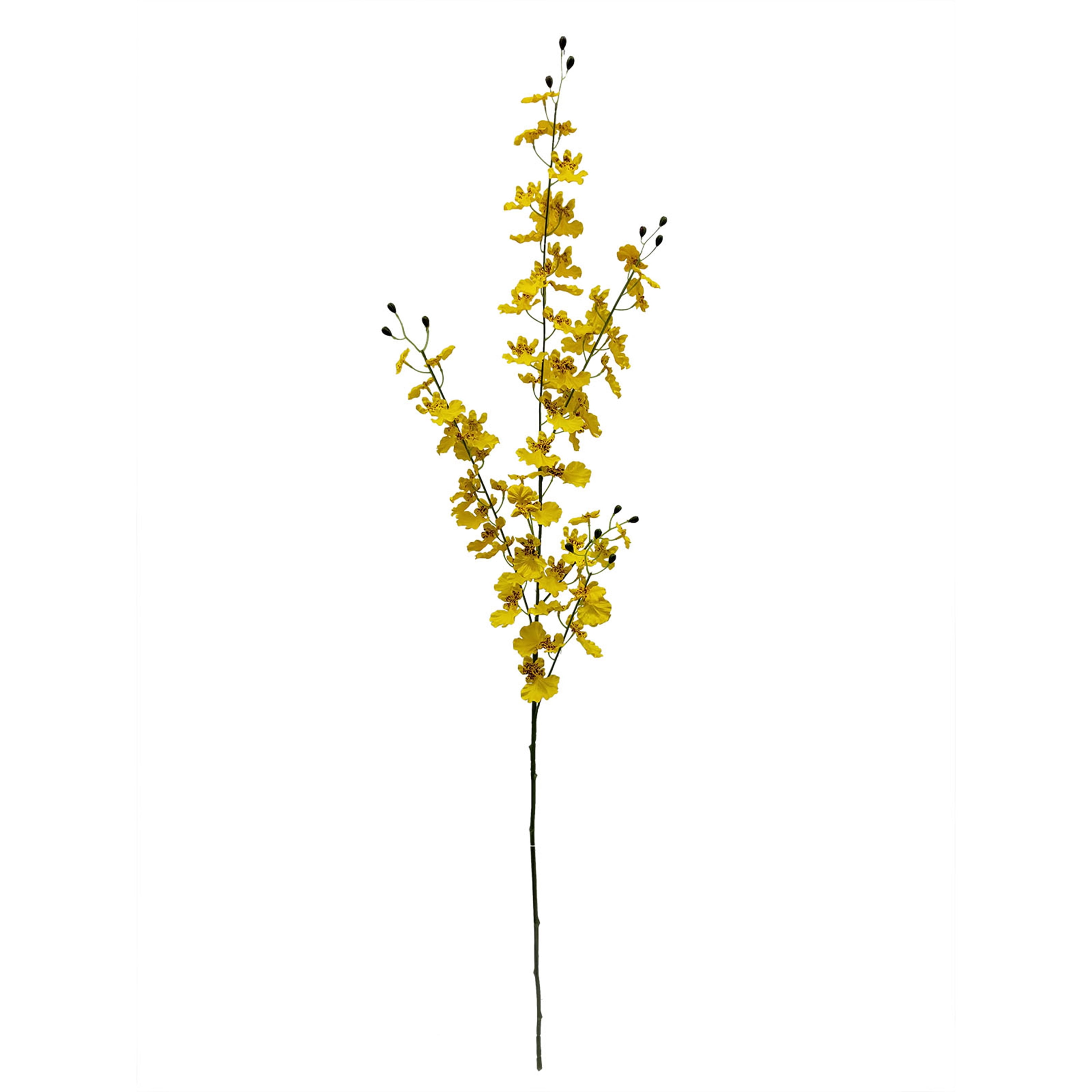 Mainstays Indoor Artificial Orchid Long Stem, Yellow Color. Assembled Product Height 40".