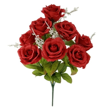 Mainstays Indoor Artificial Rose Bush, Red Color, Assembled Height 17.5"