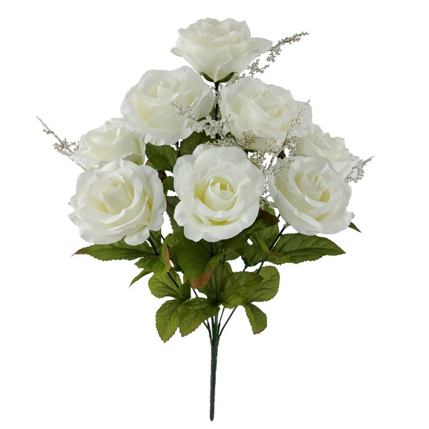 Mainstays Indoor Artificial Rose Bush, White, 17.5 in - Walmart