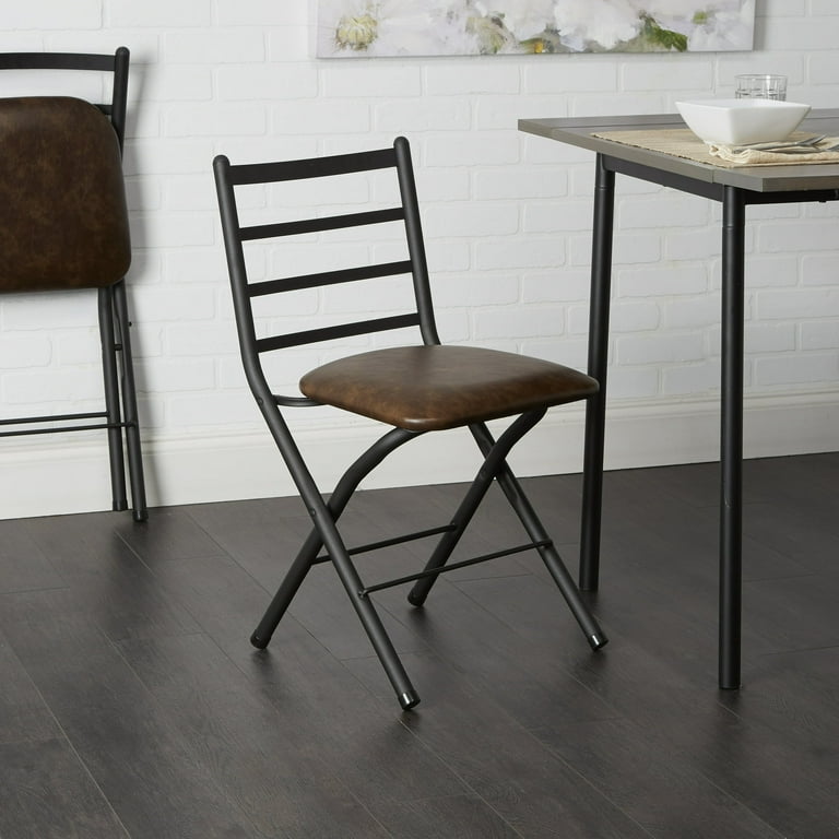 Free Shipping! Mainstays Indoor Black Folding Slat Chair with