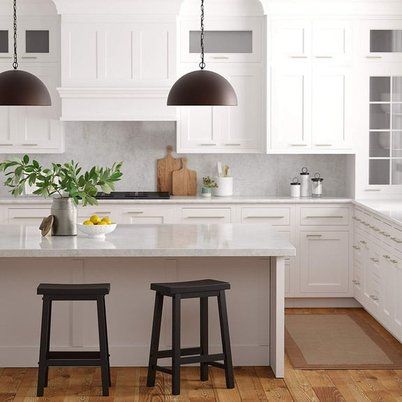 Mainstays Indoor 24" Counter Height Backless Saddle Wood Stool Set of 2 In Black