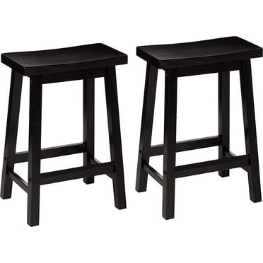 Mainstays Indoor Counter Height Backless Saddle Wood Stool Set of 2 In Black.