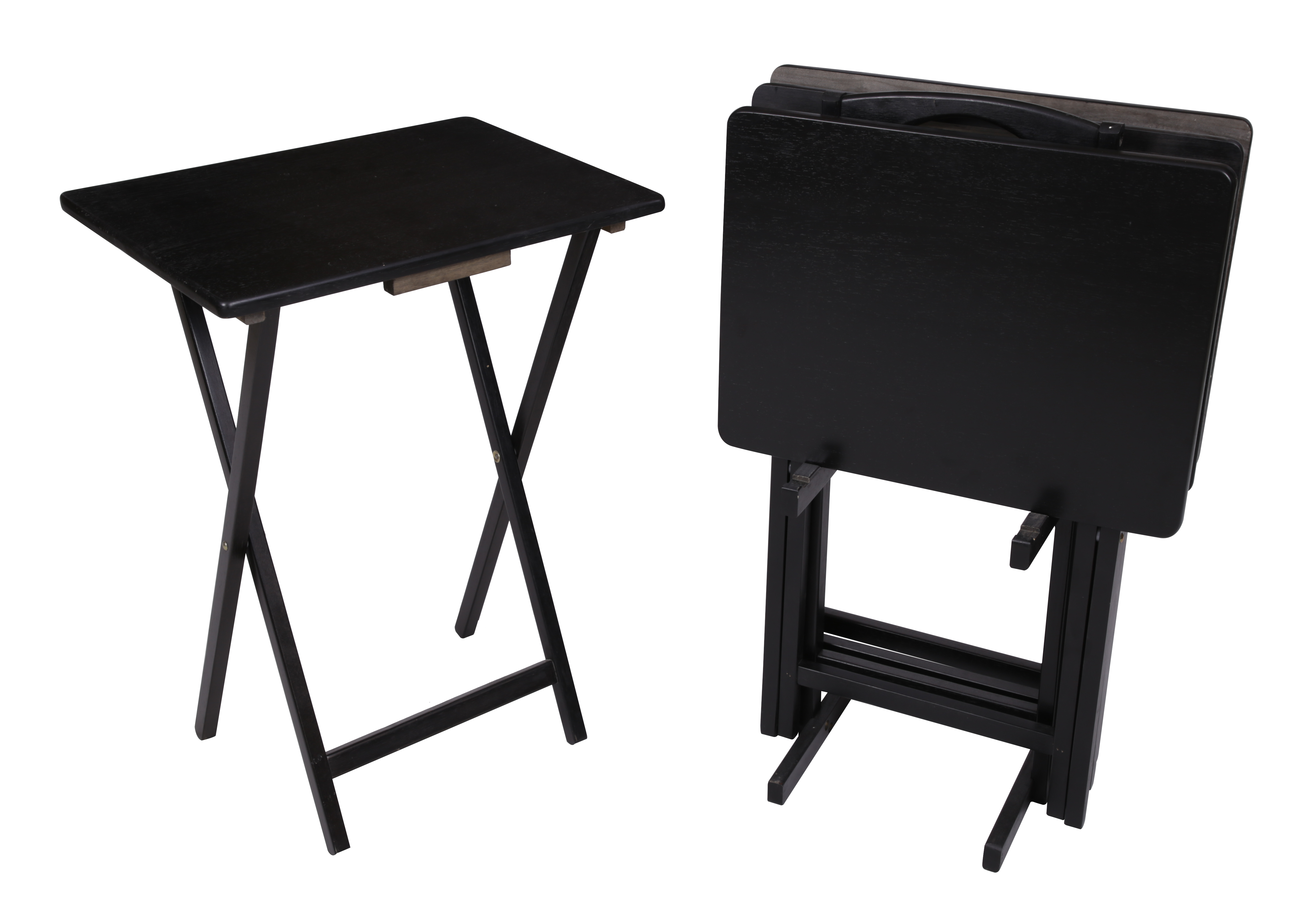 Mainstays Indoor Folding Table Set of 4 in Black  L19 x W15 x H26 inches.  4 Tables+1 Rack Stand. - image 1 of 7