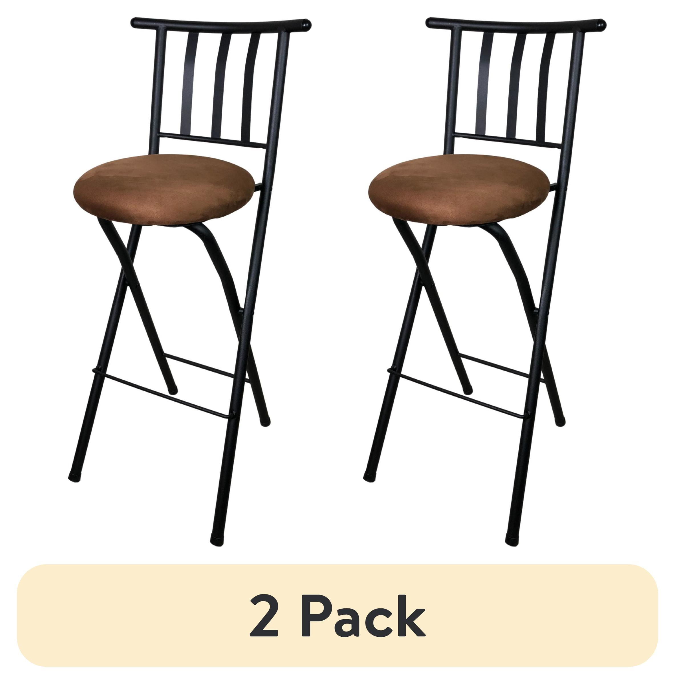 Mainstays Indoor Metal Folding Stool with Slat Back and Microfiber Seat Walmart
