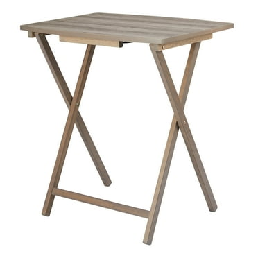 Mainstays Indoor Oversized Single Folding  Tray Table, Rustic Gray, 26" x 23.6  x 17.7"