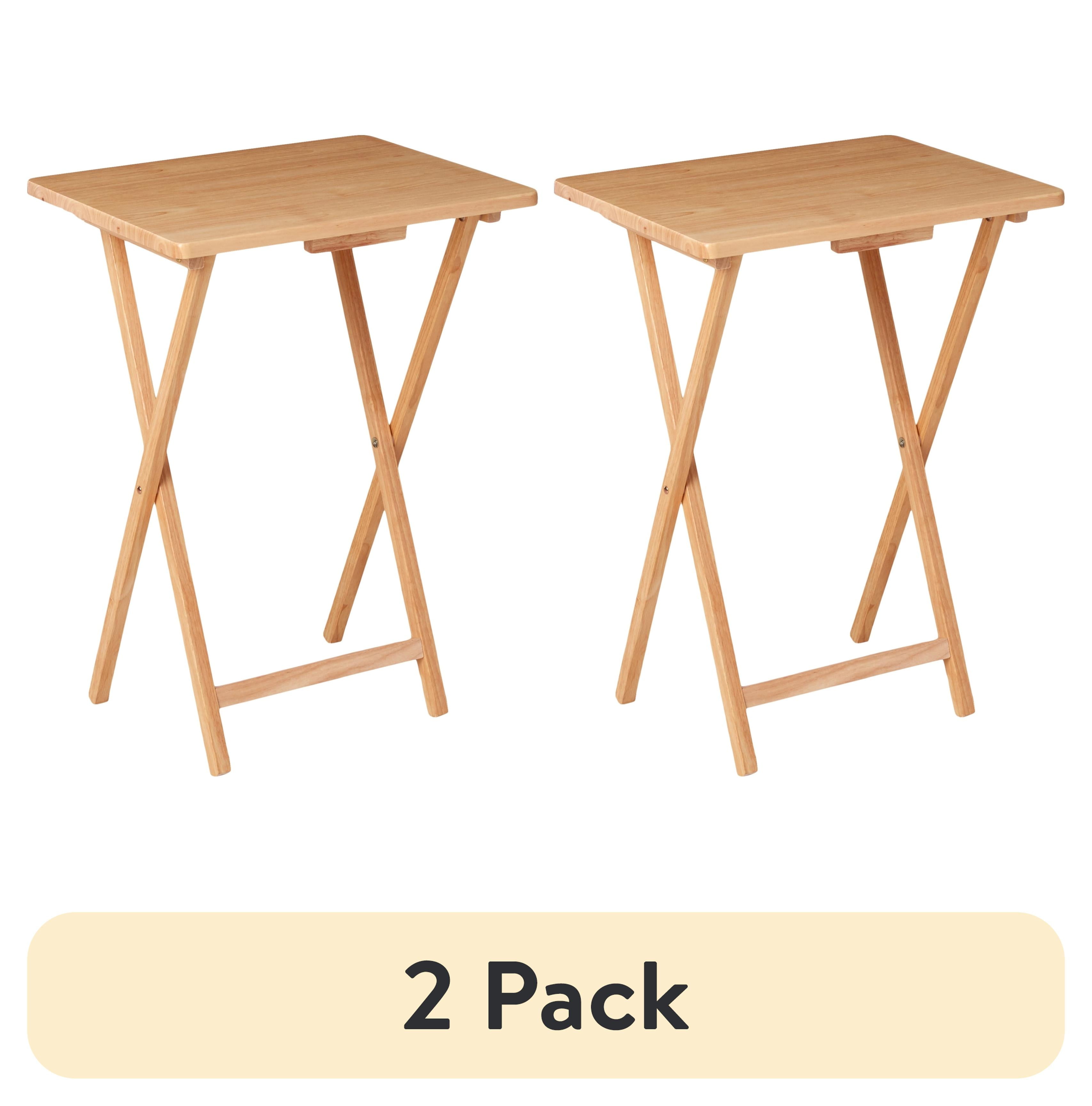 (2 pack) Mainstays Indoor Single Folding TV Tray Table Natural L 19 x W 15 x H 26 inches. - Walmart.com