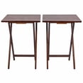 thumbnail image 1 of Mainstays Solid Rubberwood Folding TV Tray Tables, Set of 2, Walnut, 1 of 9