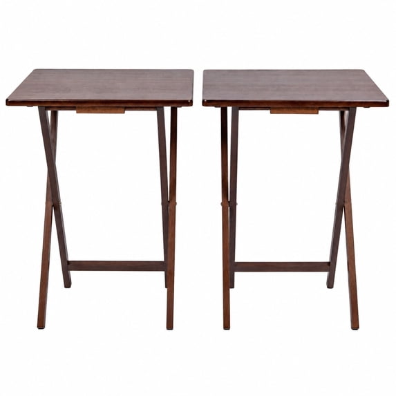 Mainstays Solid Rubberwood Folding TV Tray Tables, Set of 2, Walnut