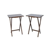 Mainstays Modern Indoor Folding Tray Table Set of 2, Black Finish, Solid Rubberwood, 19 x 14.5 x 26 Inches
