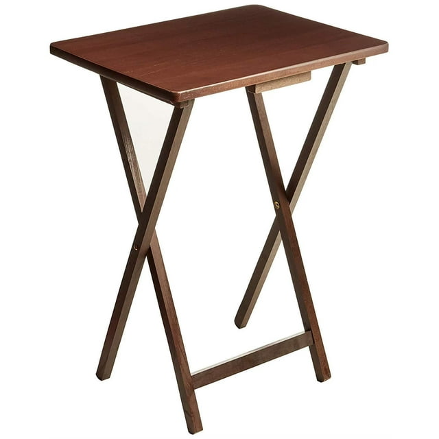 Mainstays Indoor Single Folding TV Tray Table Walnut L 19 x W 15 x H