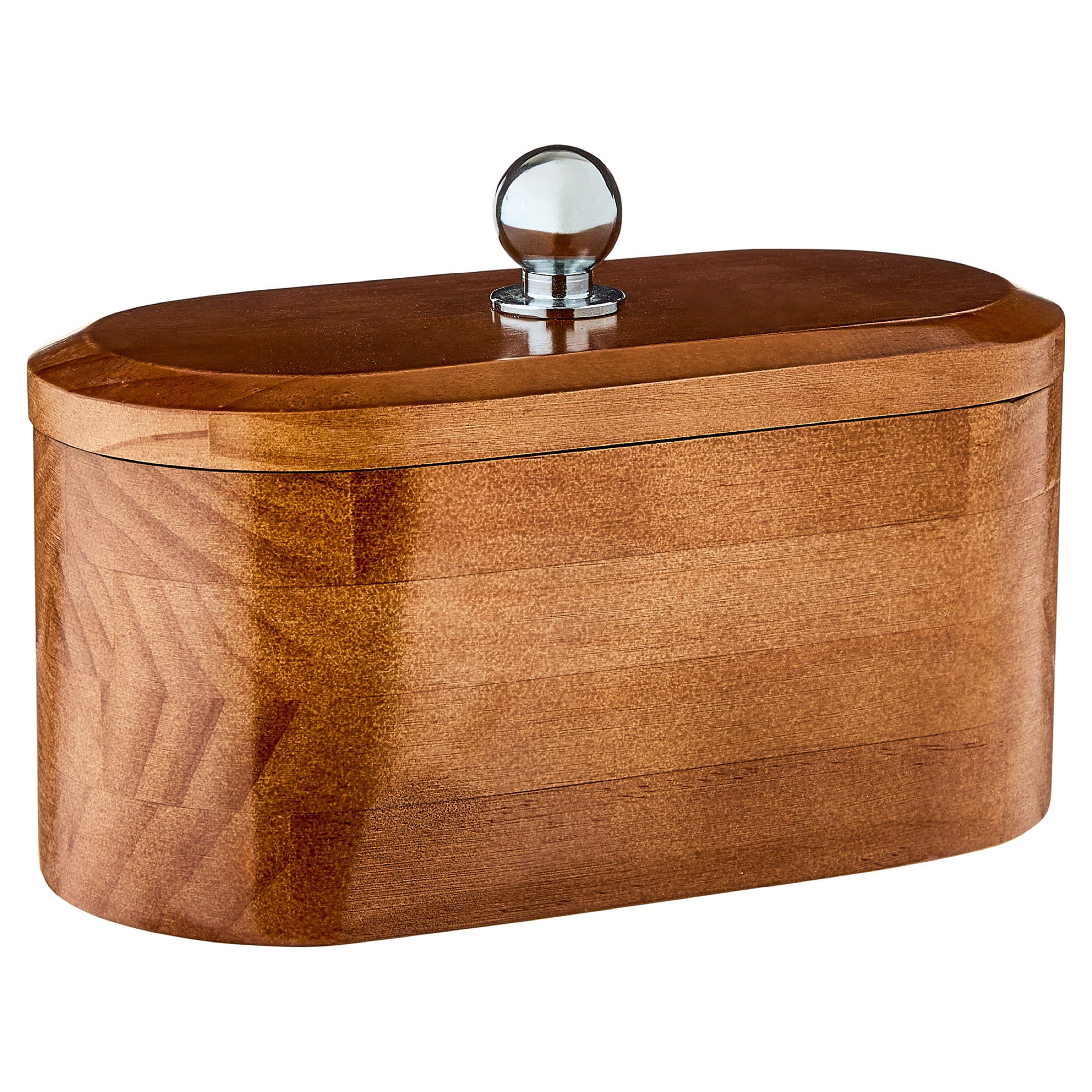 Mainstays Wooden Decorative Tabletop Capsule Box with Chrome Handles