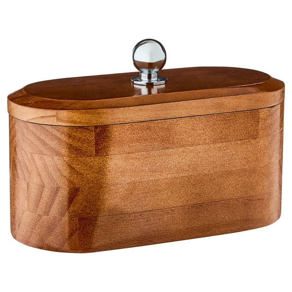 Mainstays Wooden Decorative Tabletop Capsule Box with Chrome Handles