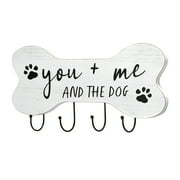 Mainstays Indoor Wooden You Me and the Dog Sign Hook White Farmhouse Style 7.75" x 15.75"