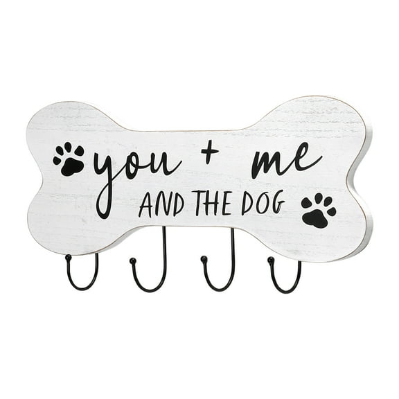 Mainstays Indoor Wooden You Me and the Dog Sign Hook White Farmhouse Style 7.75" x 15.75"